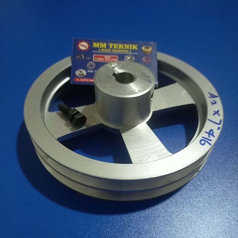 Pully A2 x 7 inchi AS 0, 10, 12, 14, 15, 16, 17, 18, 19, 20, 22, 24, 25, 1&quot;, 28, 30, 32 mm Alumunium Poli Pulley Puli All A2x7&quot; A2x7 A2 x 7&quot; A 2x7&quot; 2x7 lobang lubang Pulli A2-7&quot; A2-7