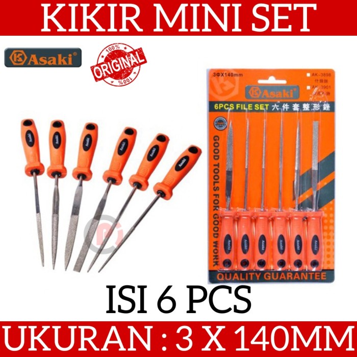 ASAKI AK3898 Kikir Mini Set 6in1 File Set Ukuran 3 x 140mm Heavy Duty