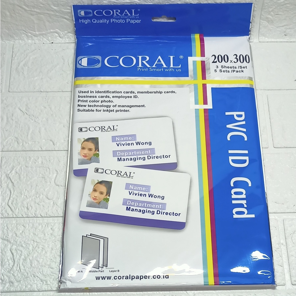 Kertas PVC Bahan ID Card Instan Coral A4 isi 5 lembar