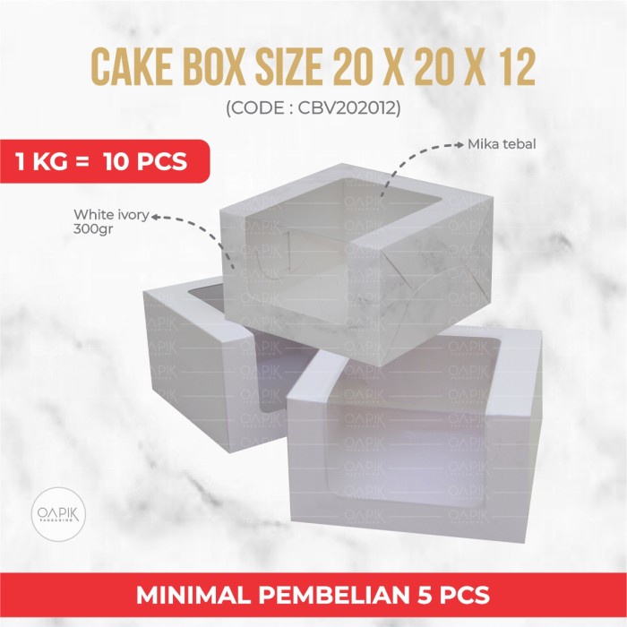 PROMO Cake Box 20 x 20 x 12, Kemasan Makanan, Packaging Makanan - Putih