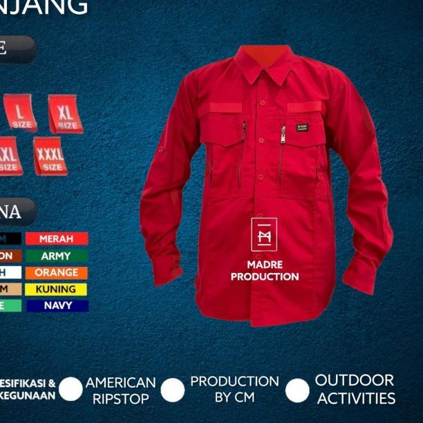 KEMEJA TACTICAL W-TAC LENGAN PANJANG - Merah, S