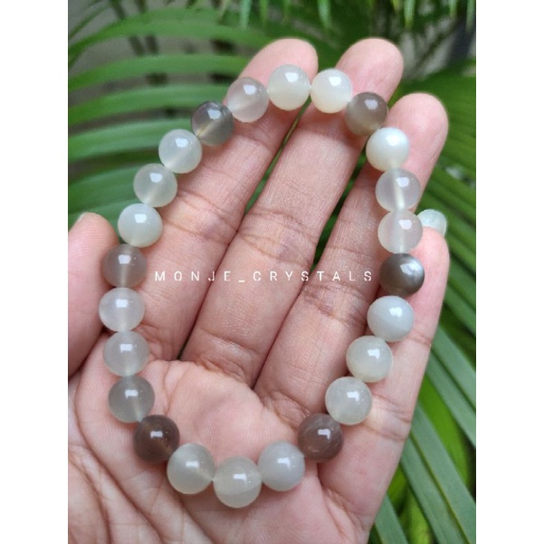 GELANG MOONSTONE NATURAL BATU ALAM / MOONSTONE BRACELET / GELANG CRYSTAL ASLI / NATURAL STONE / BATU