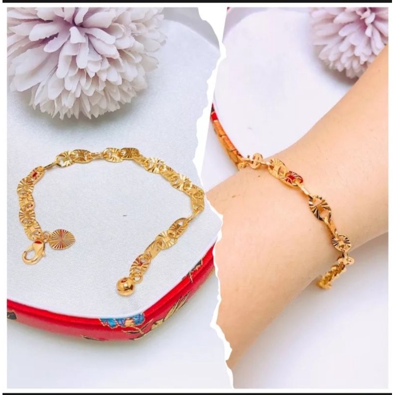 Gelang tangan motif pecah kopi lapis emas 24k sangat cantik