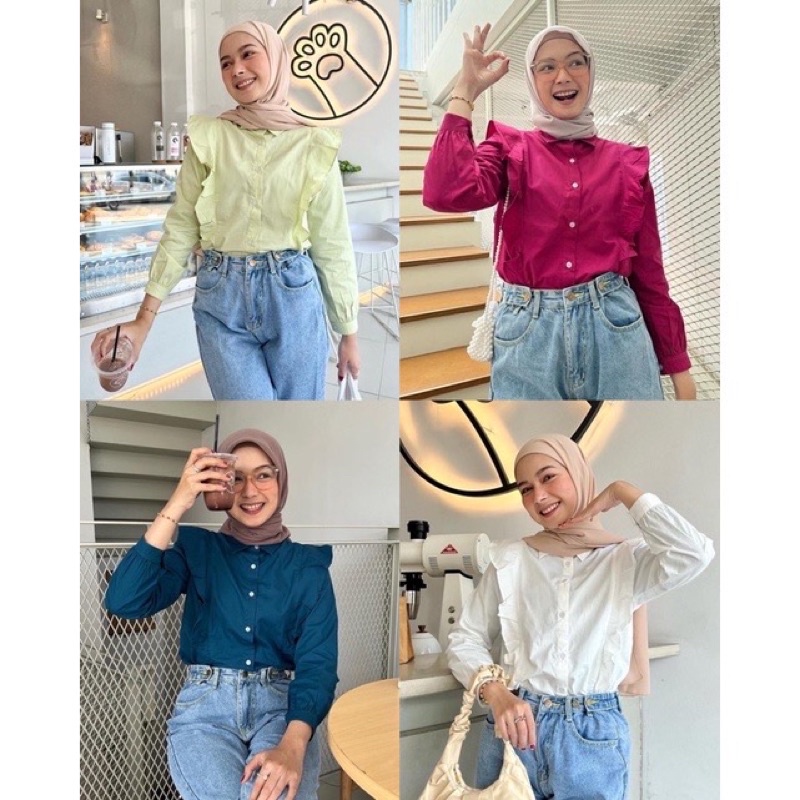 BEFAST - ZRD OOTD Blouse Cewek IRENE / JIA BLOUSE / Blouse Crincle Terbaru / Pakaian Wanita Remaja Casual / Blouse Polos Formal / Fashion Kekinian Remaja ABG / Blouse Kerja Wanita Modis / Outfit Wanita Hijab / Blouse Lengan Panjang