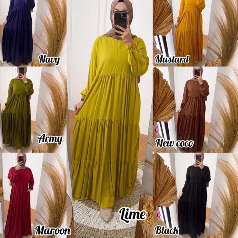 DRESS | MIDI DRESS POLOS |  riginal Rayon Twill / Gamis Polos Rayon Twill / Dress Rayon Twill Polos