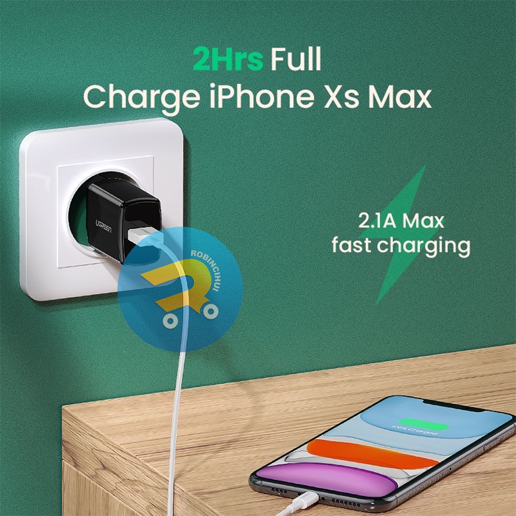 Adaptor Ugreen 5V 2.1A Fast Charging- Adapter  ugreen - casan ugreen - kepala ugreen - kepala casan ugreen - batok ugreen - Charger Ugreen - Adaptor iphone - Adapter Iphone - Casan Iphone - Kepala Iphone - Kepala Casan Iphone - Batok Iphone - Charger Iphn