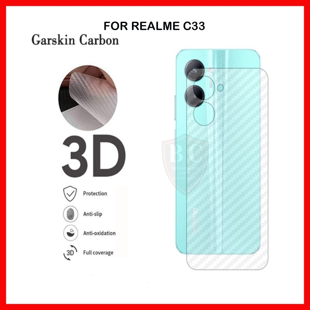 SKIN CARBON REALME C33 - ANTI GORES BELAKANG REALME C33