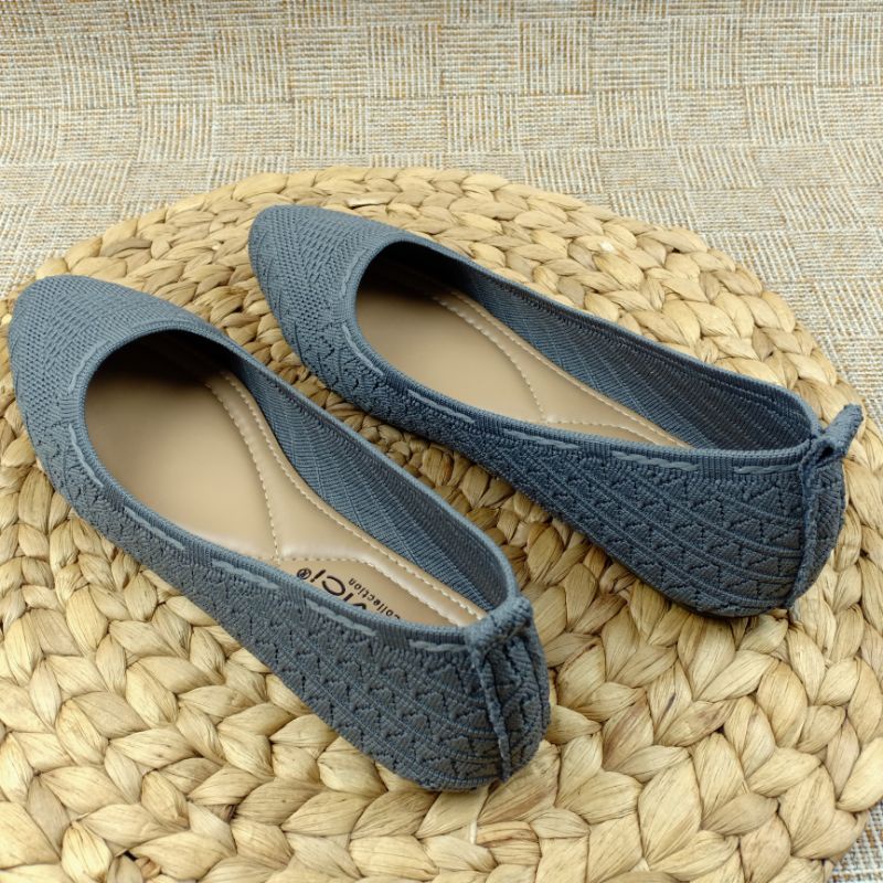 GRAVICI - Sepatu Flat Rajut Import Wanita Elegan DO-36