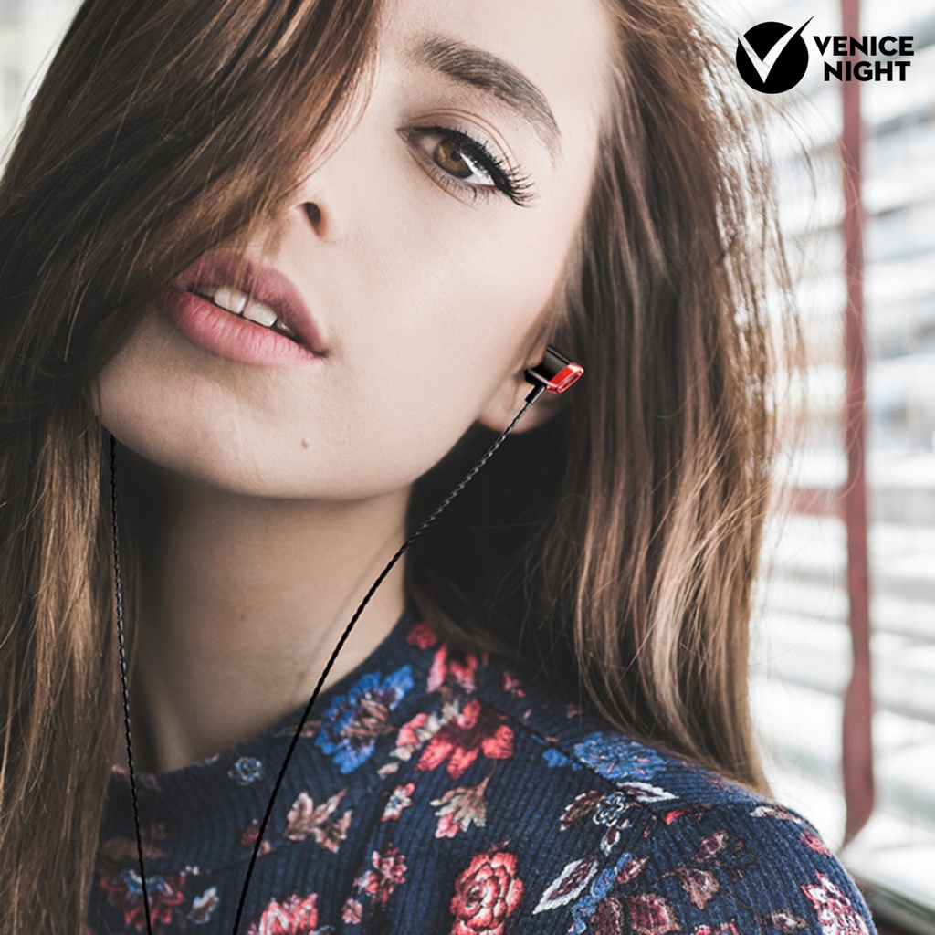 (VNEP) (Berkabel) Earphone In-ear Heavy Bass 1.2m 3.5mm Universal Sport Music Headset dengan Mic untuk Ponsel