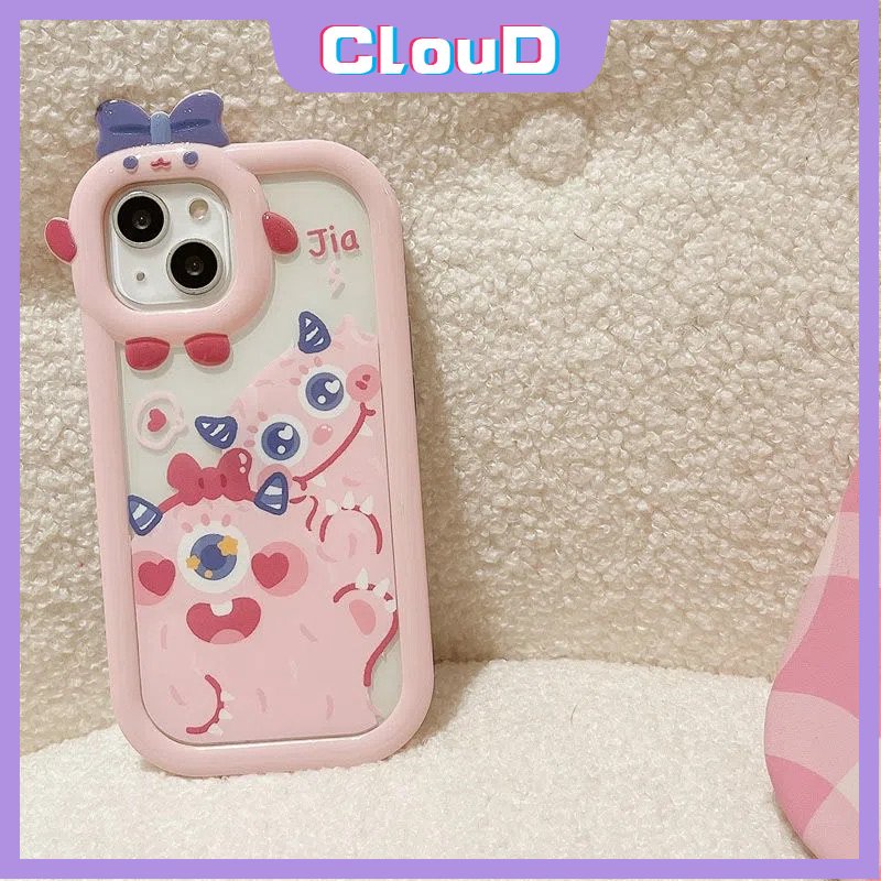Casing 3D Bow Little Monster Lens Case Samsung A14 A04S A12 A52s A32 A50 A73 A13 A53 A03 A22 A23 A52 A03s A51 A02s A50s A71 A11 A33 A21s Pasangan Tahan Guncangan Cute Monster Soft Cover
