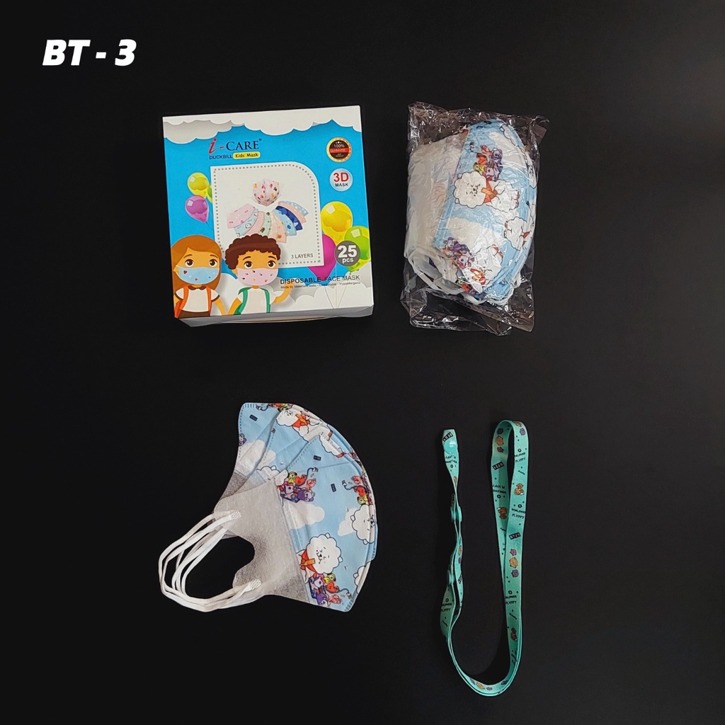 Duckbill KIDS i-Care 1 Kotak isi 25pcs Masker Anak 3ply Duckbill 3D Untuk 0-8 Tahun - Big Plaza