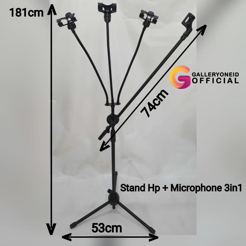 Stand Microphone Standing Holder Tripod Universal 3 Holder HP Taffstudio