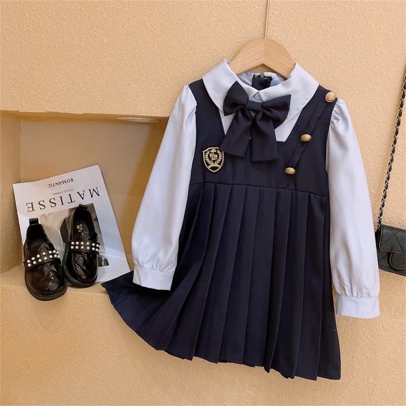 babyfit BLUE ILYER korean style baju dress anak perempuan lengan panjang import fd-0331r