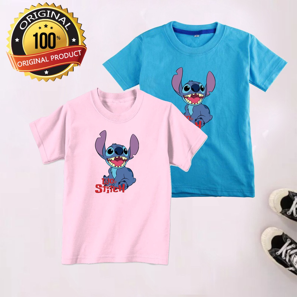 PVJ - Kaos Baju Anak Lilo &amp; Stitch Laki Laki Dan Perempuan Bahan Cotton Combed