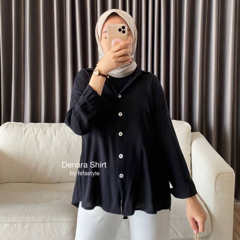 KEMEJA BASIC KOREA / KEMEJA POLOS - DENARA SHIRT by fefastyle