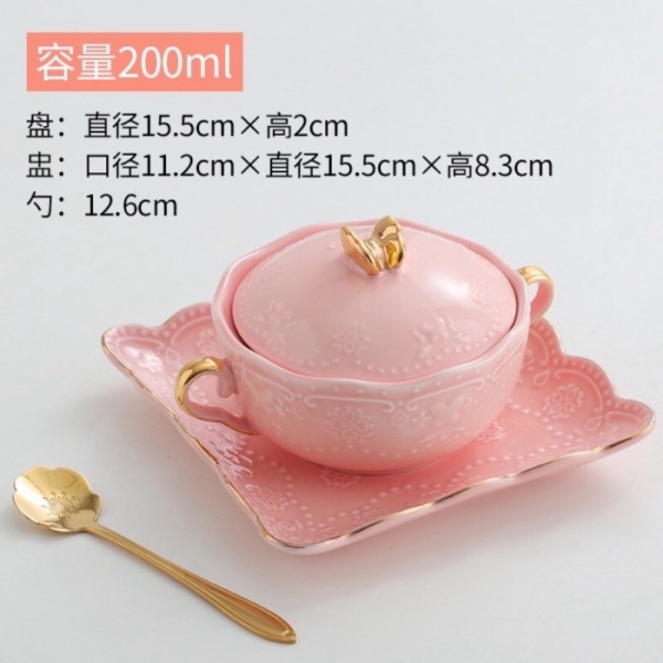 

Unik Luxury Royal Gold Dessert Bowl Set / Set Piring Mangkuk Eropa Mewah - Merah Muda M Limited