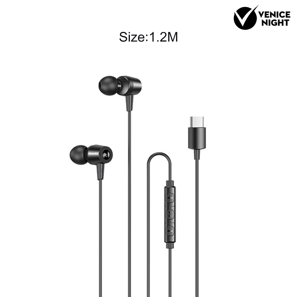 (VNEP) (Berkabel) TC-1 Earbud dengan Mic Stereo Sound TPE Noise Isolation Earphone untuk Panggilan Suara