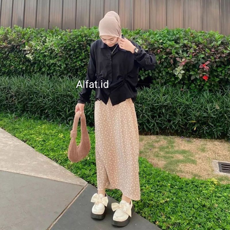 BECCA Ruched Shirt-Kemeja Linen - Kemeja Serut Wanita