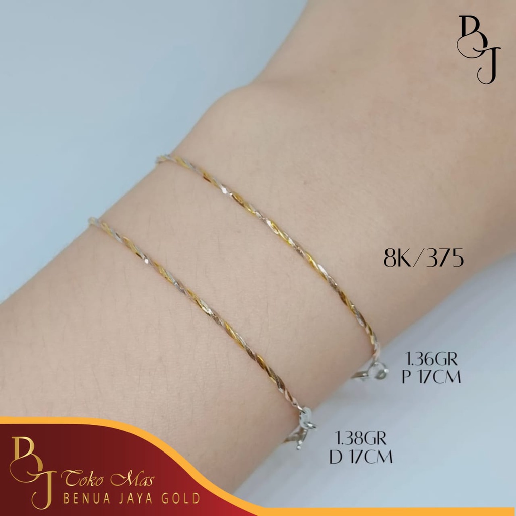 Gelang Rantai Kasandra Lilit Emas Kombinasi 8K/375