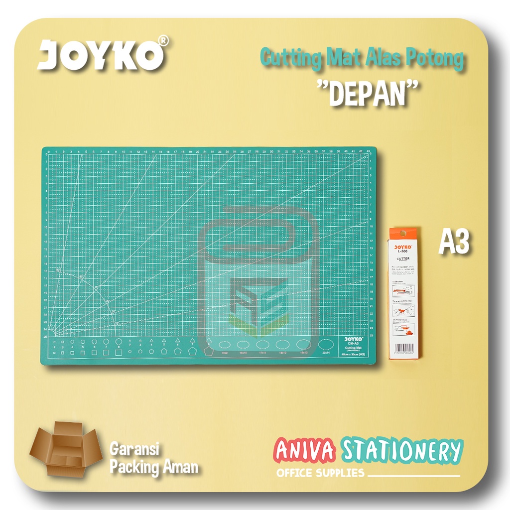 

Joyko Cutting Mat A3 Double Side Alas Potong Cutter Dua Sisi (45 x 30 x 0,3 cm) Cutting Pad Self Healing Papan Tatakan Pisau Perlengkapan Kantor Alat Tulis Sekolah