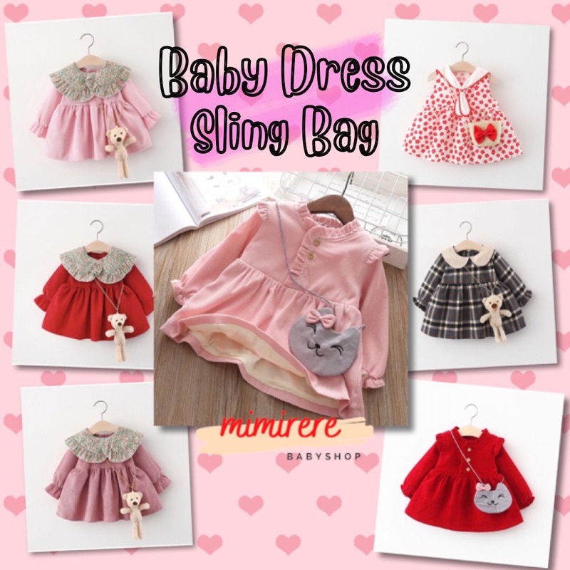 Korean Baby Dress + Sling Bag | Dress Anak Bayi Gratis Tas Slempang