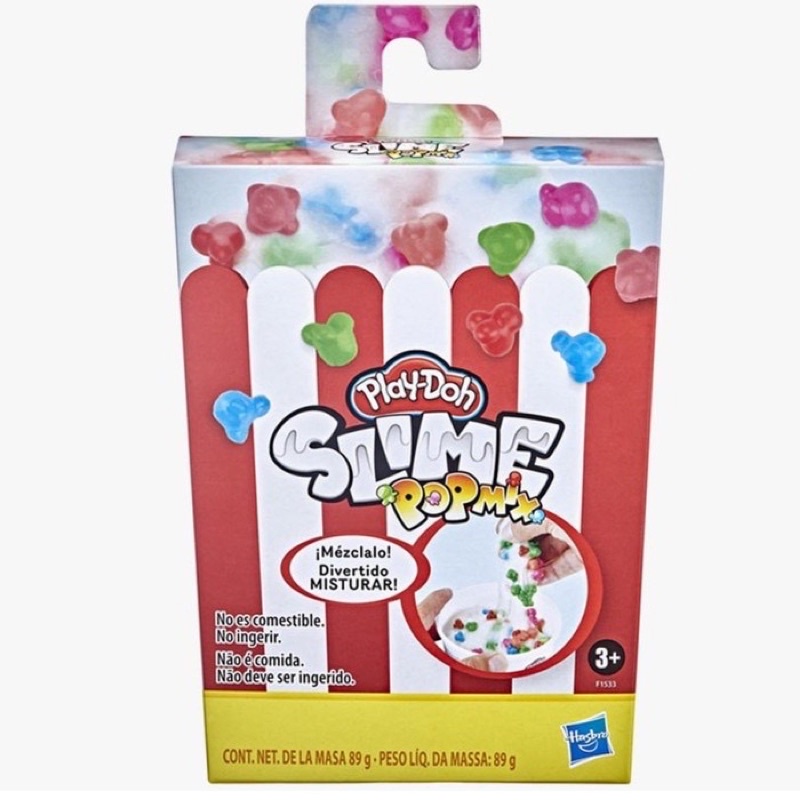 Play-Doh Slime Popmix Toy Popcorn-Themed Mixing Kit for Kids 3 Years and Up, Single 3.15 oz White Can with Multicolor Plastic Mix-ins