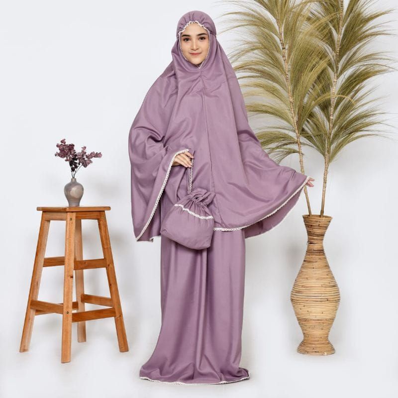 Mukena Traveling Mini Pouch Mukena Dewasa Katun Polos