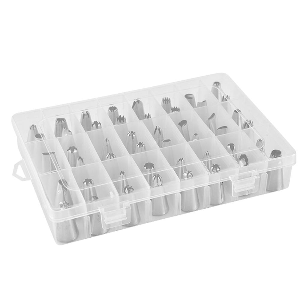 48pcs/set Icing Piping Tips Set Nozzle Cupcake Icing Piping Tips Set Pembuat Cookies Cream Puffs Rame-Rame Baking Tools Kit