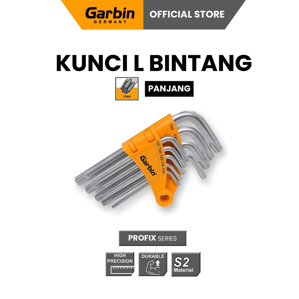 Kunci L Set 9pcs Ukuran 1.5mm-10mm Bintang Star Lubang Panjang Garbin Profix Series PHX-TO102