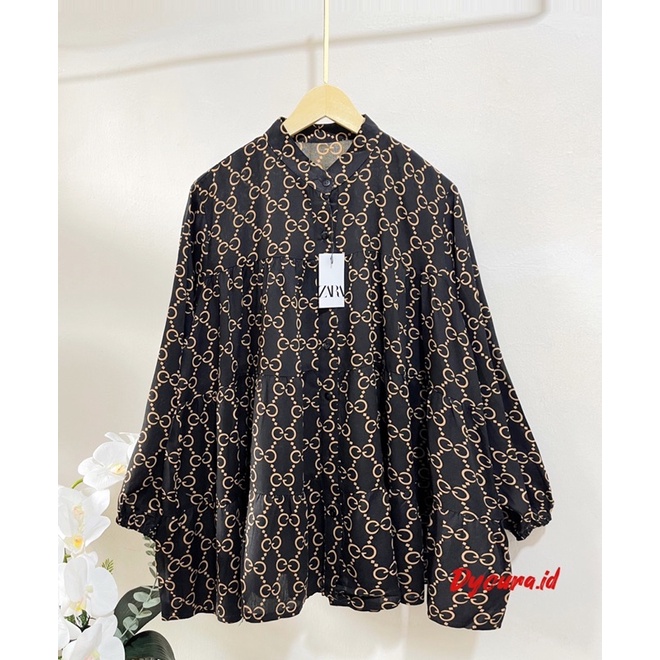 kemeja Rayon basic oversize motif Gg shirt BLOUSE RAYON TWILL SUPER ADEM / hem blouse top Kemeja Wanita Jumbo Motif / KEMEJA BASIC KATUN RAYON MAISA