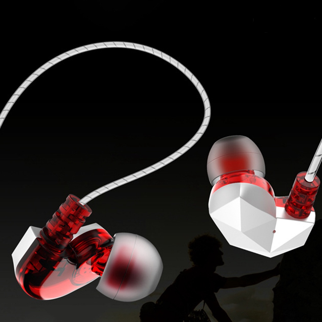 (VNEP) (Berkabel) S360 Sports Running Earphones Fashion In-ear Diamond Shaped Music Bass Earplugs