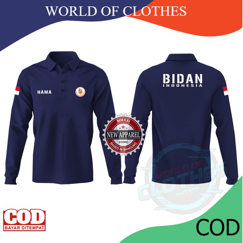 KAOS POLO BIDAN LENGAN PANJANG / KAOS KERAH MIDWIFE BIDAN LENGAN PANJANG