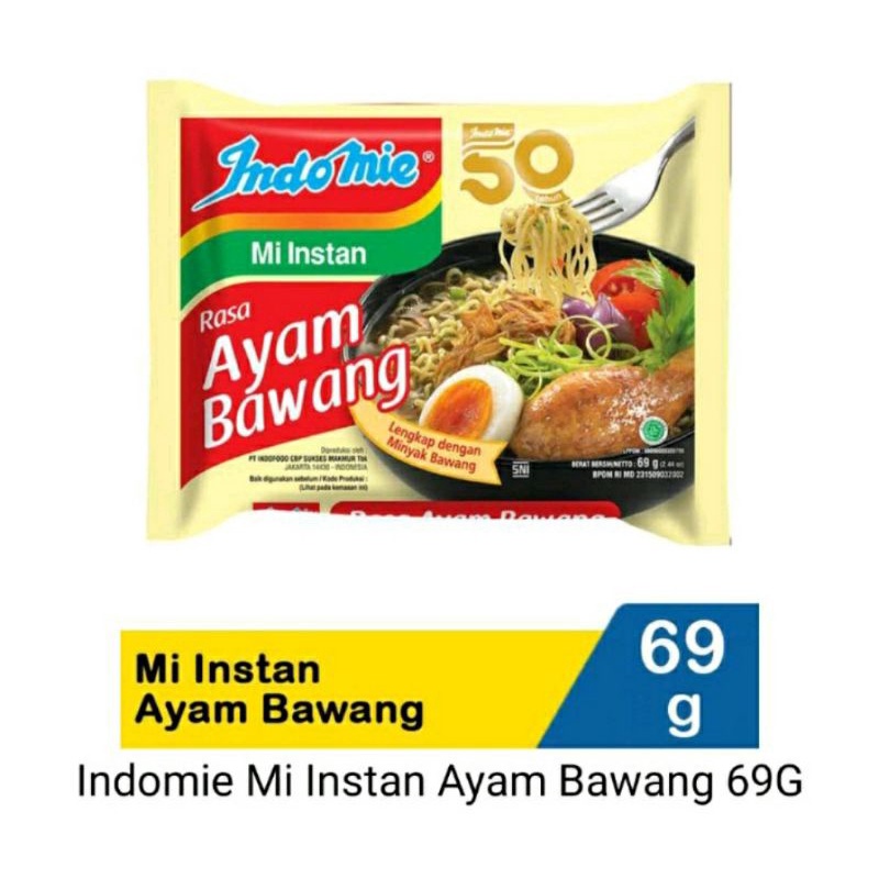 

INDOMIE MIE INSTAN AYAM BAWANG / MIE KUAH / MIE GORENG 69 G