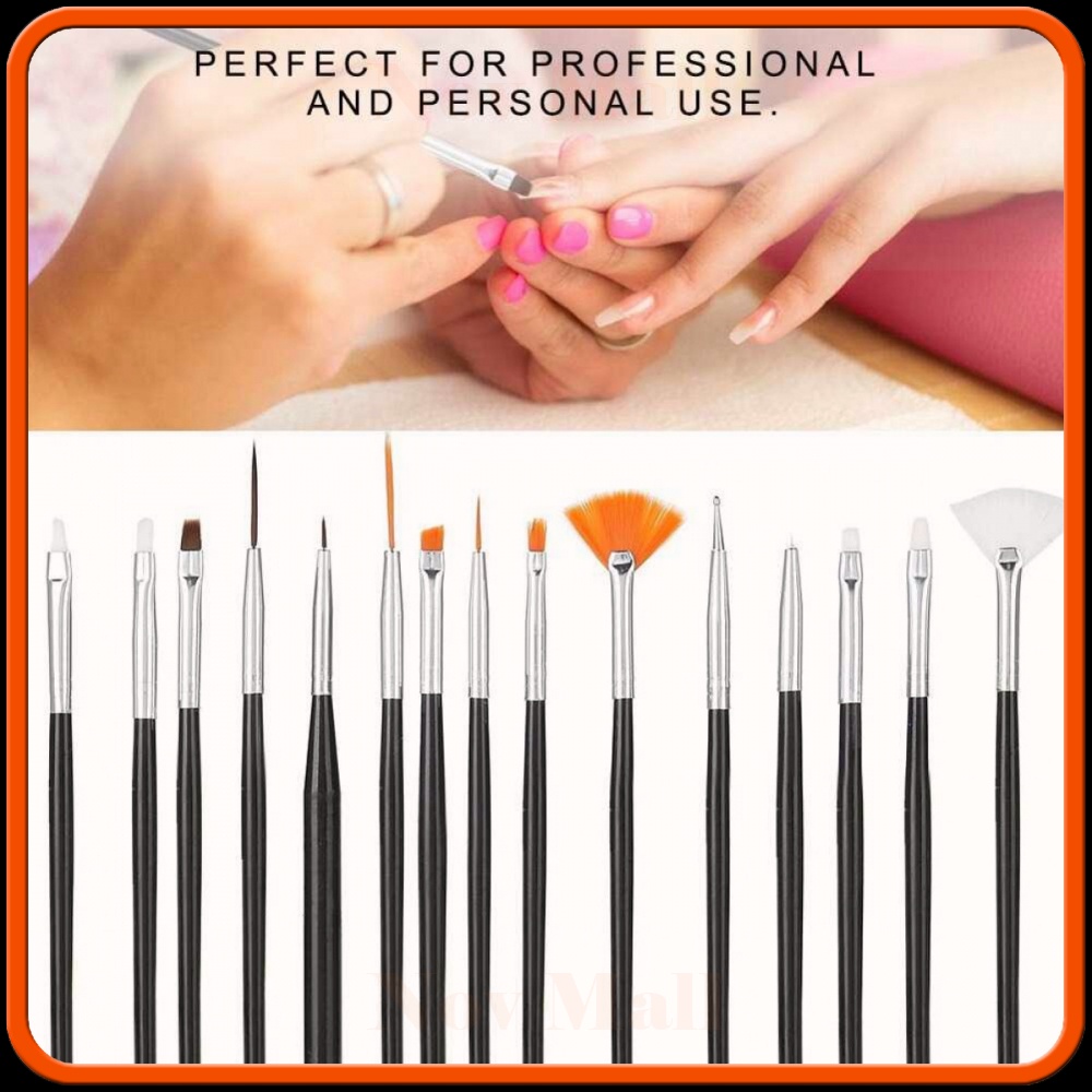 Brush Kutek Kuku Pro Nail Art Dotting Tools 15 PCS -BY055
