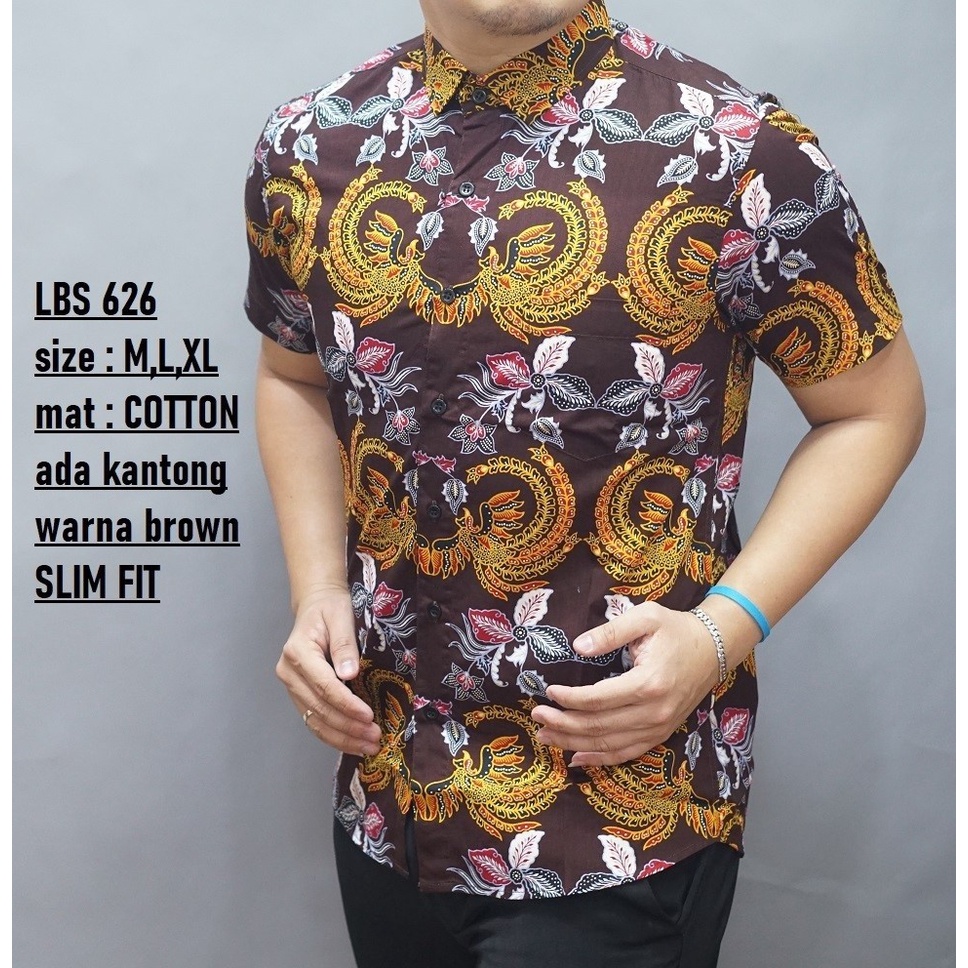 Baju Batik Pria Slimfit Kemeja Lengan Pendek Slim Fit LBS 626