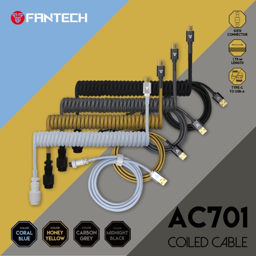 Fantech AC701 Coiled Cable For Mechanical Gaming Keyboard