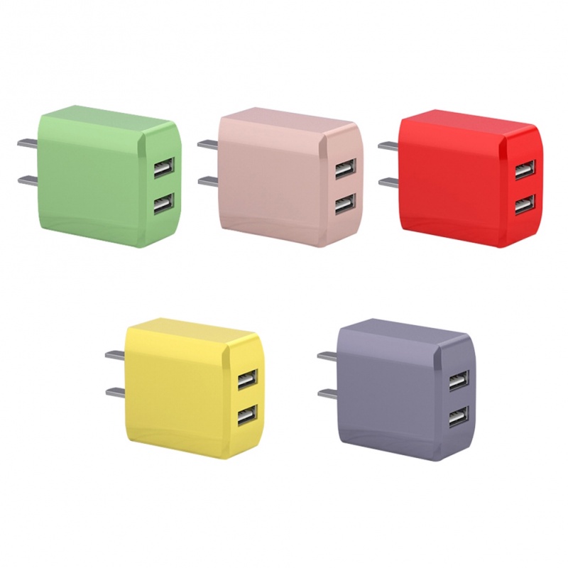 Adapter Power Charger Dinding 2 Port USB 10W Warna Macaron