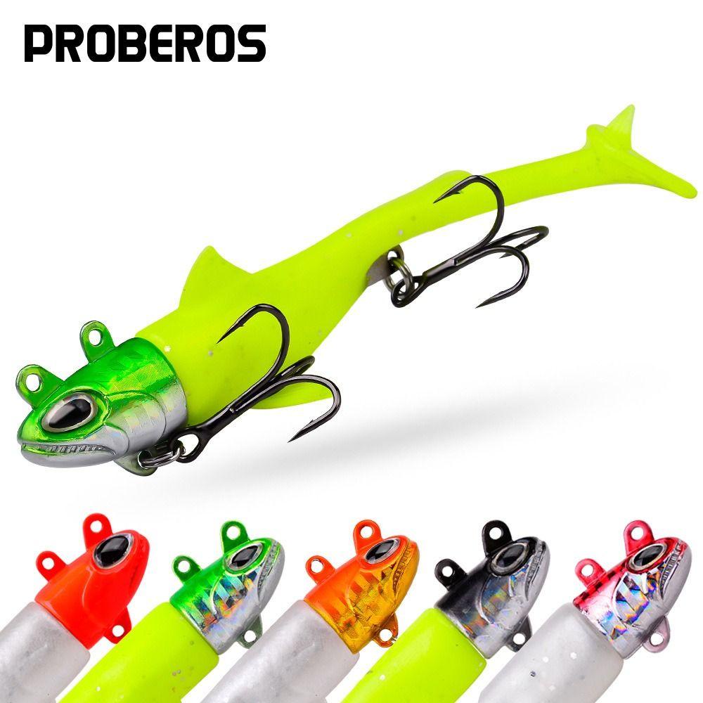 Top Soft bass Umpan T Tail Silikon Lalat Pancing Laut Memimpin Kait Kepala