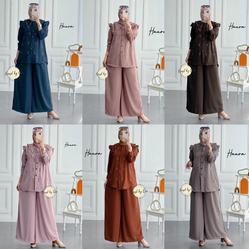 READY SETCEL HAURA PREMIUM ORIGINAL GAGIL FASHION BY OVA BUSUI WUDHU FRIENDLY DESAIN