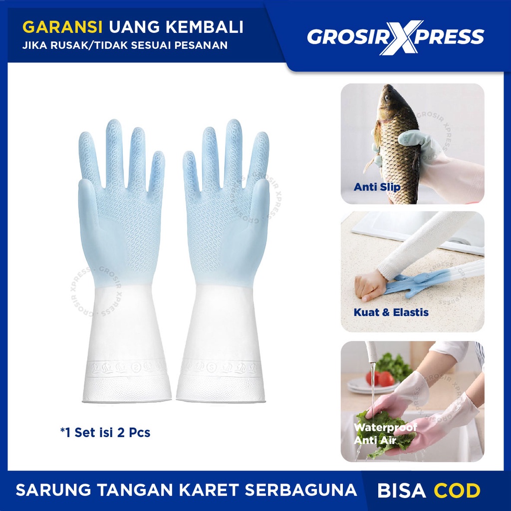 Sarung Tangan Cuci Piring Rubber Gloves Serbaguna Kaos Tangan Anti Air Karet Silikon Penutup Pelindung Tangan saat Cuci Baju Masak Berkebun aman anti kotor| GROSIRXPRESS