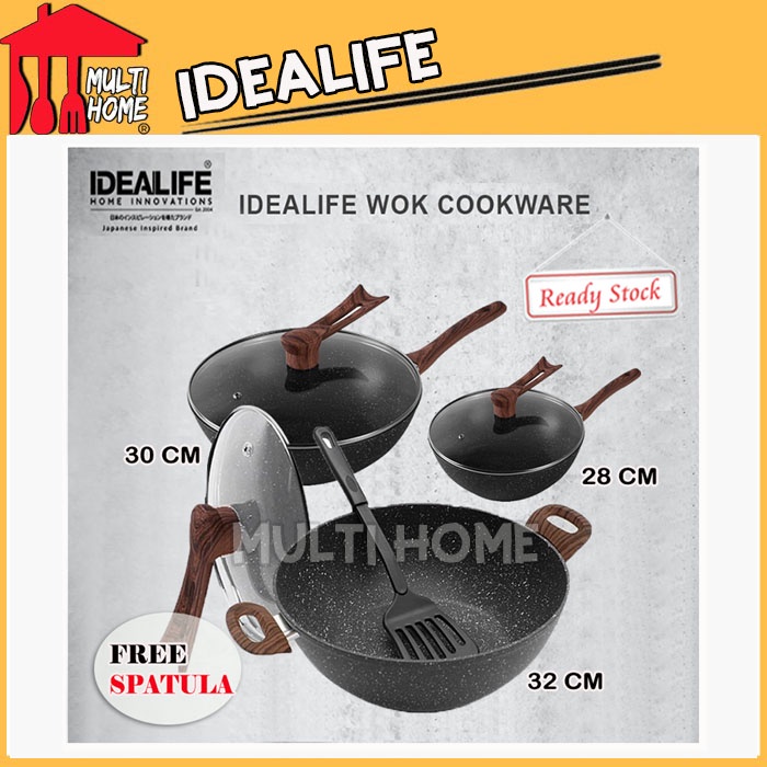 Idealife Wok Pan - Wajan Penggorengan Anti Lengket