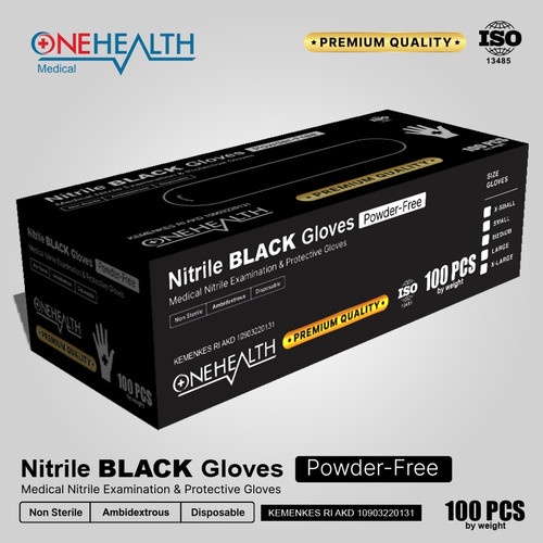 Sarung Tangan Nitrile Onehealth HITAM Per Box isi 100pcs