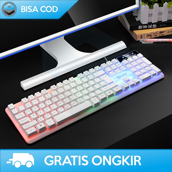 KEYBOARD RGB KEYBOARD GAMING GTX350 COLORFUL LED SILENT CLICK NYAMAN