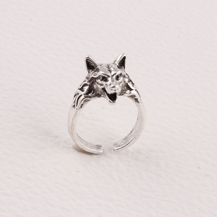 Cincin Desain Kepala Serigala Gaya vintage rock Eropa Amerika Untuk Aksesoris Perhiasan