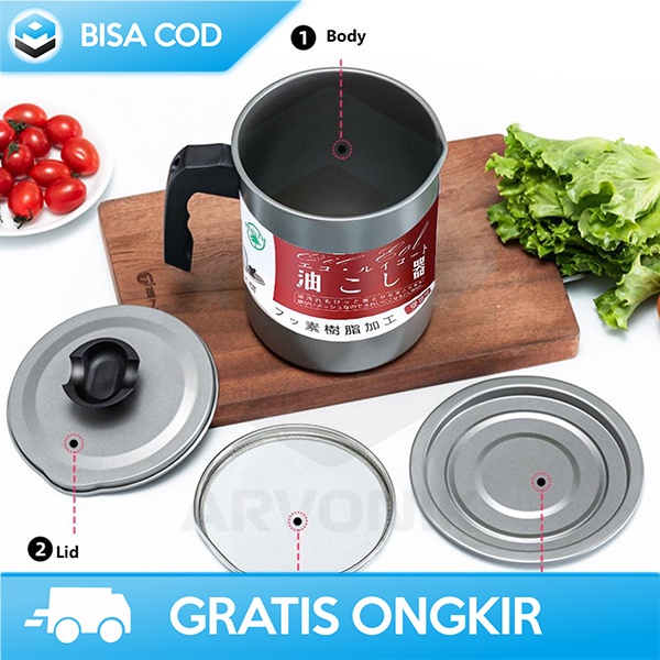 OIL POT SARINGAN MINYAK GORENG STAINLESS STEEL ANTI KARAT 1700ML G2103