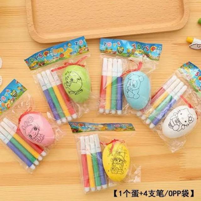 Mainan DIY Mewarnai Telur / Coloring egg / Set Ornamen Telur Paskah Handmade DIY Warna Warni - Maina