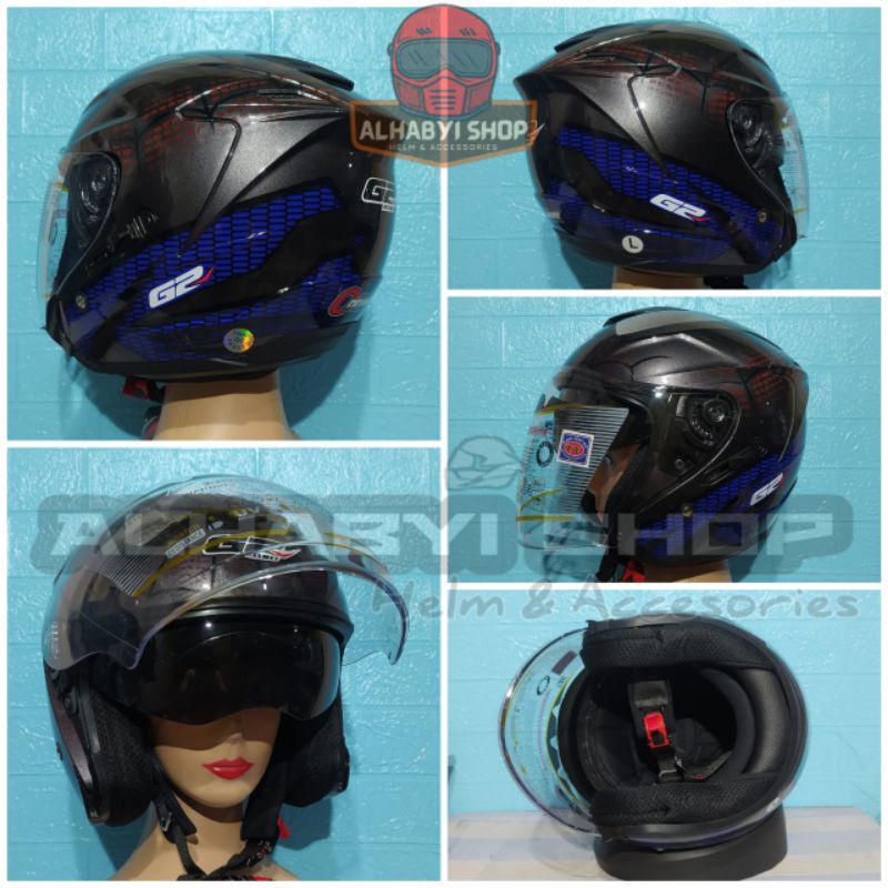 HELM G2 OPTIMAX MOTIF SPIDER | HALF FACE DOUBLE VISOR | HELM SNI
