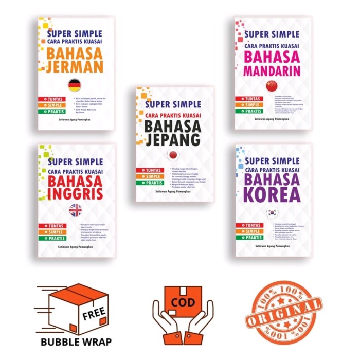 Bahasa Buku Super & Simple Bahasa Mandarin, Jepang, Korea Dan Bahasa Inggris