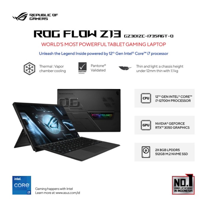 T0P ASUS ROG FLOW Z13 GZ301ZC I735A6T O I7-12700H 16G 512G SSD RTX3050 4GB NICE