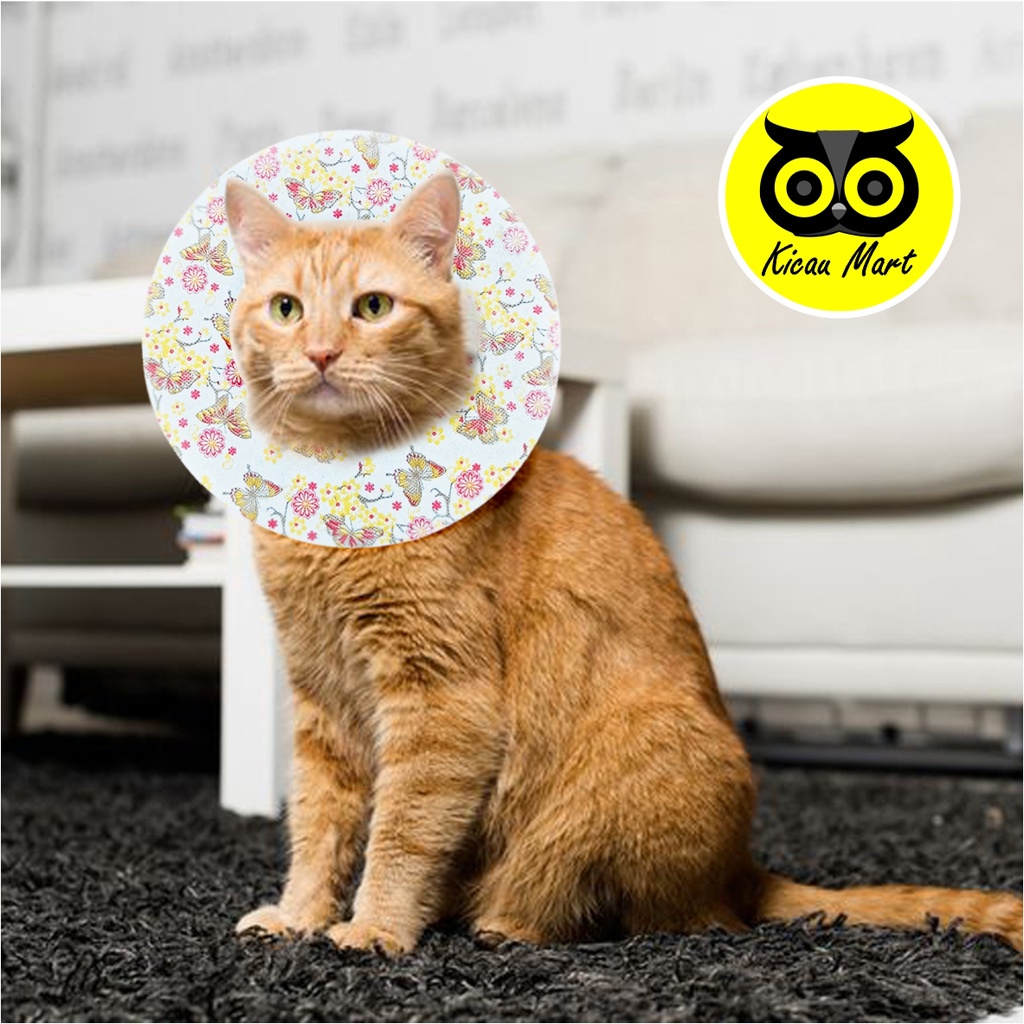 Collar Kucing Colar Leher Bahan Kain Penutup Kepala Ukuran XL Pelindung Leher Kucing Anjing Kitten Anabul Puppy Anti Gigit Jilat Paper Cone Motif Random Pet Neck Collar Soft Grooming Disposable